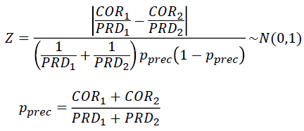 統計検定量Zの計算式（Precision用）